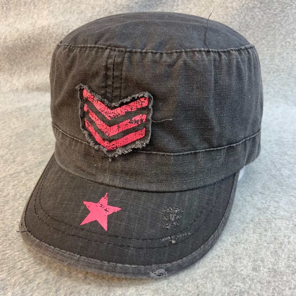 Pink Chevron Star Kids Black Rothco Military Cadet Cap Distressed OSFA
